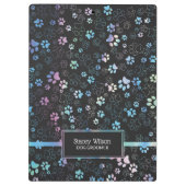 Chic Holographic Paw Print Pattern Klemmbrett (Rückseite)