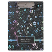 Chic Holographic Paw Print Pattern Klemmbrett (Vorderseite)