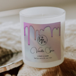 Chic Holographic Pearl Background Your Logo Candle Quadratischer Aufkleber