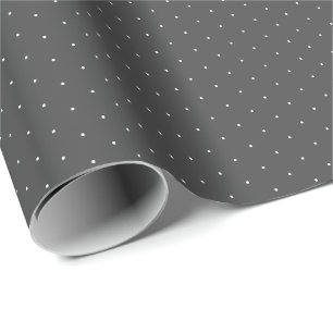 Chic Holzkohle, grau weiß, winzige Polka-Punkte M Geschenkpapier