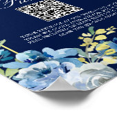 Chic Honeymoon Fund Navy Blue Gold Floral Wedding Poster (Ecke)