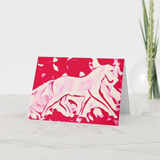 Chic Horse White Pink Red Dankeskarte (Vorderseite)