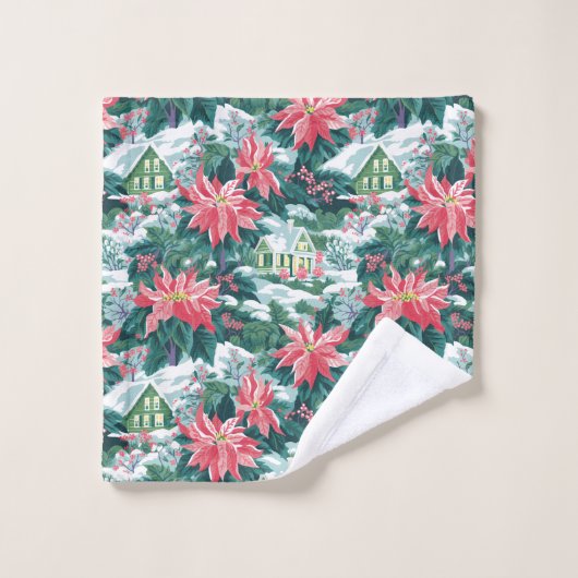 Chic hot pink and green Christmas preppy gift Badhandtuch Set (Waschlappen)