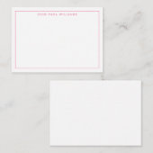 Chic Hot Pink Beruflich Simple Thin Border Mitteilungskarte (Vorne/Hinten)