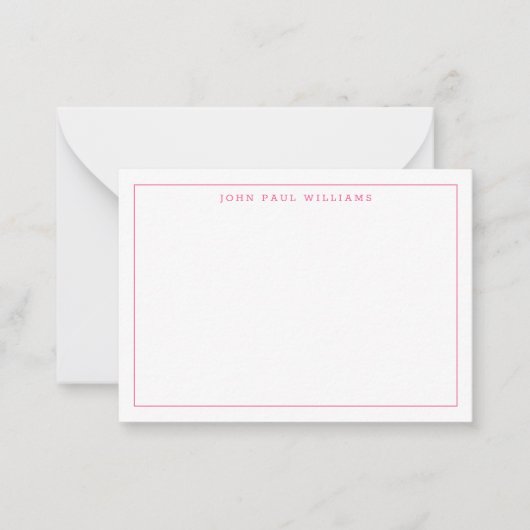 Chic Hot Pink Beruflich Simple Thin Border Mitteilungskarte (Vorderseite)