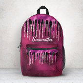 Chic hot pink black black drippings Glitzer monogr Bedruckter Rucksack