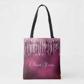 Chic hot pink black black drippings Glitzer monogr Tasche (Vorderseite)