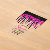 Chic Hot Pink Black Glitzer Tropfen Geburtstag Acryleinladungen (Ablage )