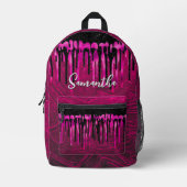 Chic hot pink Black Glitzer Tropfen Monogramm Bedruckter Rucksack (Vorderseite)