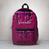 Chic hot pink Black Glitzer Tropfen Monogramm Bedruckter Rucksack