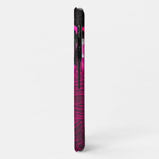 Chic hot pink Black Glitzer Tropfen Monogramm Case-Mate iPhone Hülle (Hinten/Links)