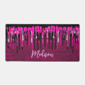 Chic hot pink Black Glitzer Tropfen Monogramm Schreibtischunterlage (Vorderseite)