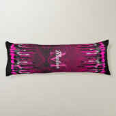Chic hot pink Black Glitzer Tropfen Monogramm Seitenschläferkissen (Rückseite)