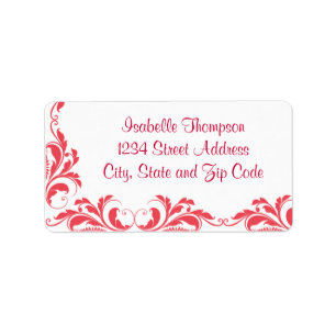 Chic Hot Pink Damask Blüh Border Adressaufkleber