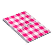 Chic hot pink Gingham Skriptname Rezept Notizblock (Rechte Seite)