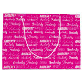 Chic Hot Pink Girls Birthday Personalized Name Große Geschenktüte (Rückseite)