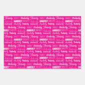 Chic Hot Pink Girls Geburtstag Personalisiert Geschenkpapier Set (Vorderseite 3)