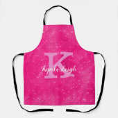 Chic Hot Pink Glam Diamond Sparkle Monogram Name A Schürze (Vorderseite)
