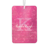Chic Hot Pink Glam Diamond Sparkon Monogram Name Autolufterfrischer (Rückseite)