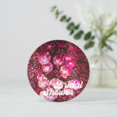 Chic Hot Pink Glitzer Diskothek Ball Brautparty Einladung (Stehend Vorderseite)