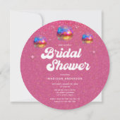 Chic Hot Pink Glitzer Diskothek Ball Brautparty Einladung (Rückseite)