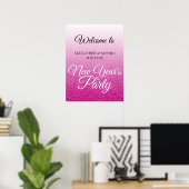 Chic Hot Pink Glitzer New Years Party Willkommen Poster (Heimbüro)