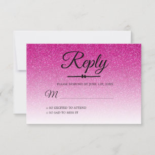 Chic Hot Pink Glitzer Ombre Sweet 16 UAWG Einladung