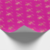Chic Hot Pink Gold Queen Bee Muster  Geschenkpapier (Ecke)