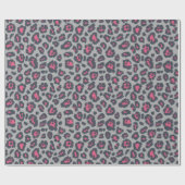 Chic Hot Pink Grau Leopard Druckmuster Geschenkpapier (Flach)