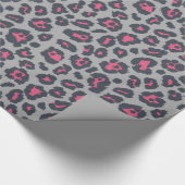 Chic Hot Pink Grau Leopard Druckmuster Geschenkpapier (Ecke)