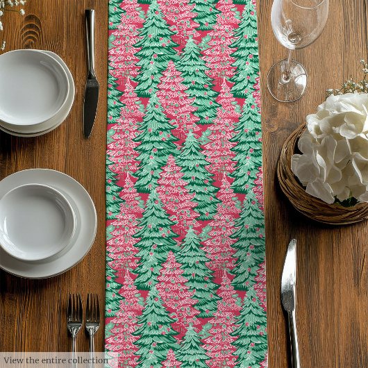 Chic hot pink green preppy Christmas table runner Mittelgroßer Tischläufer