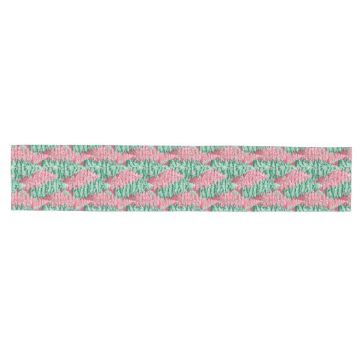 Chic hot pink green preppy Christmas table runner Mittelgroßer Tischläufer (Horizontal)