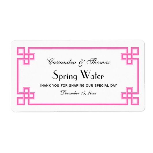 Chic Hot Pink griechischer Key Frame H Wasserflasc (Vorne)