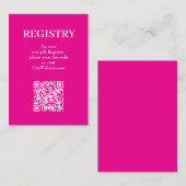 Chic Hot Pink Hochzeitsregistrierungs-QR-Code Begleitkarte (Vorne/Hinten)