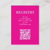Chic Hot Pink Hochzeitsregistrierungs-QR-Code Begleitkarte (Vorderseite)