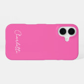 Chic Hot Pink Individuelle Name Script iPhone 16 Hülle (Rückseite (Horizontal))