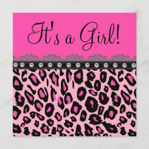 Chic Hot Pink Leopard Baby Dusche Einladung