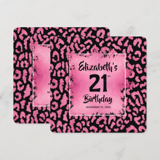 Chic Hot Pink Leopard Print 21. Geburtstag Einladung