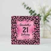 Chic Hot Pink Leopard Print 21. Geburtstag Einladung (Stehend Vorderseite)