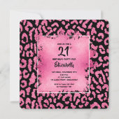 Chic Hot Pink Leopard Print 21. Geburtstag Einladung (Rückseite)