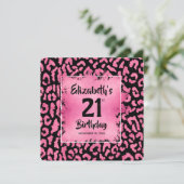 Chic Hot Pink Leopard Print 21st Birthday Einladung (Stehend Vorderseite)