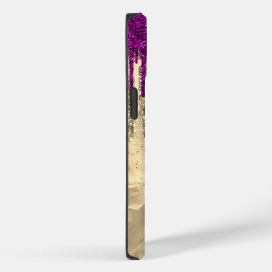 Chic hot pink lila Glitzer Gold Tropfen Monogramm Case-Mate iPhone Hülle (Rückseite / Rechts)