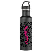 Chic Hot Pink Name auf Zebra Print Edelstahlflasche (Vorderseite)