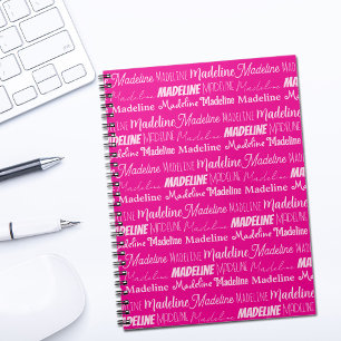 Chic Hot Pink personalisierter Mädchenname Collage Notizblock