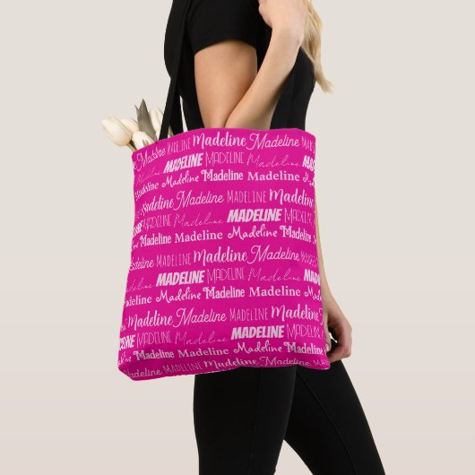 Chic Hot Pink Personalized Name Collage Tasche (Von Nahem)