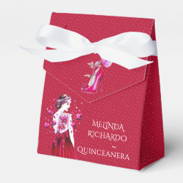 Chic Hot Pink Rote Nelken Quinceanera Party Geschenkschachtel
