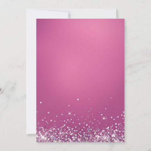 Chic Hot Pink Silver Dripps Glitzer Monogram Einladung (Rückseite)