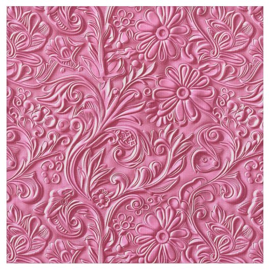 Chic hot pink tooled leather floral stoff (Nahaufnahme)