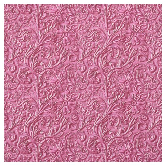 Chic hot pink tooled leather floral stoff (Muster)