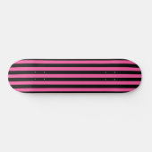 Chic Hot Pink und Black Vertical Striping Skateboard (Horizontal)